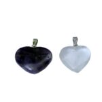 Heart-Shaped Clear Quartz And Amethyst Pendant | Combo …